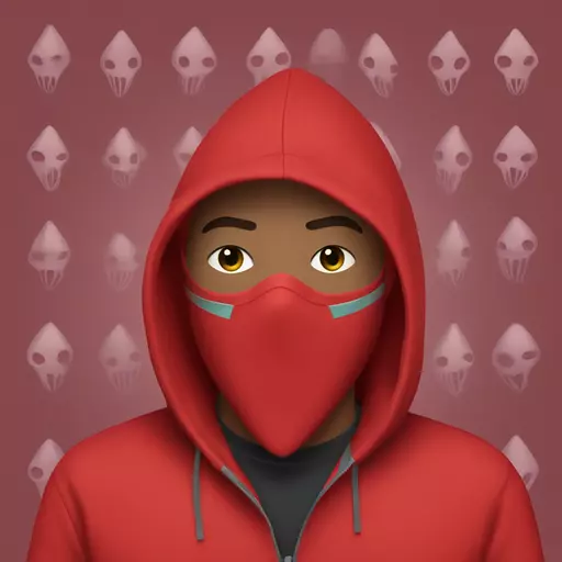 Squid Game guard with red hoodie and triangle mask emoji