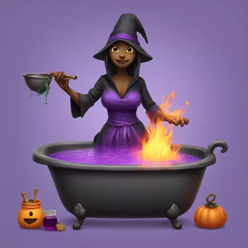 witch cooking purple potion bathtub detailed emoji