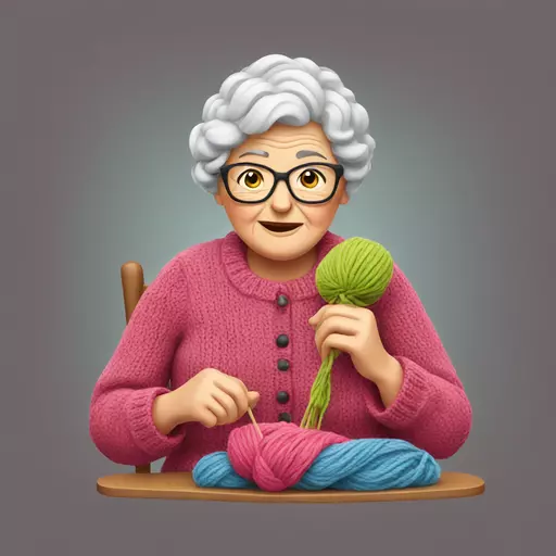 granny knitting emoji