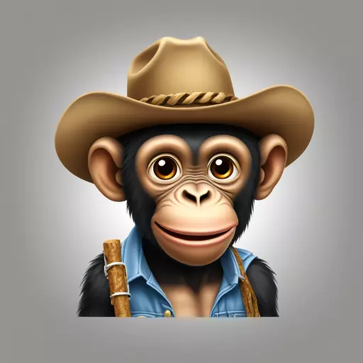 chimpanzé qui tien une paille dans sa bouche telle un cow boy emoji