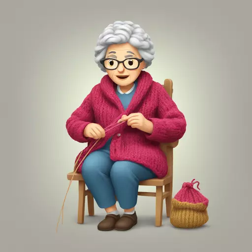 granny knitting emoji