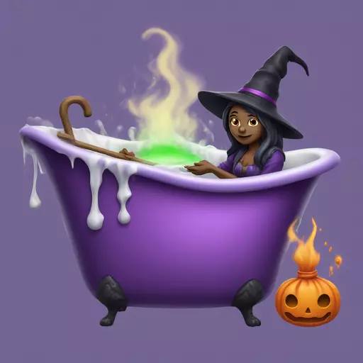 witch cooking purple potion bathtub detailed emoji