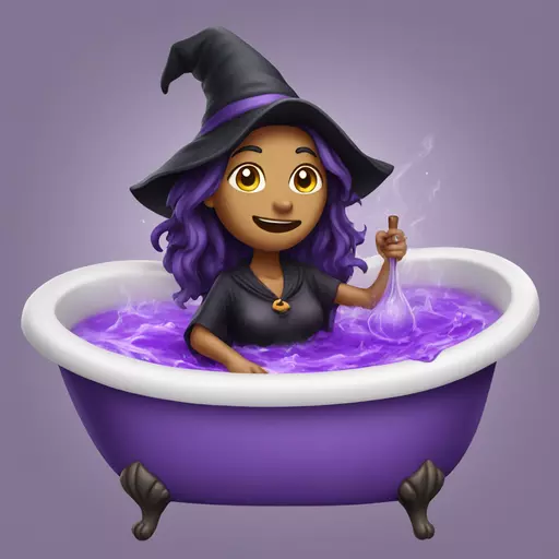 witch cooking purple potion bathtub detailed emoji