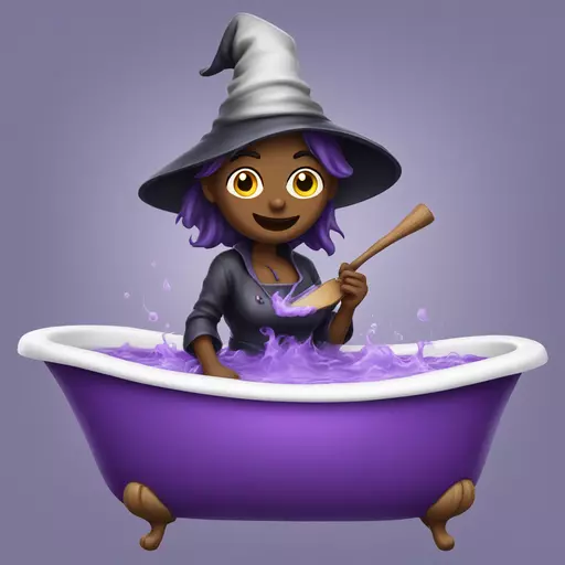 witch cooking purple potion bathtub detailed emoji