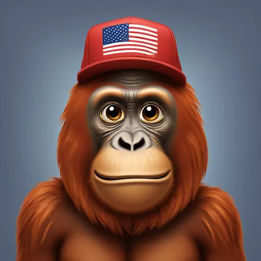 an orangutan wearing a Make America Great Again cap emoji