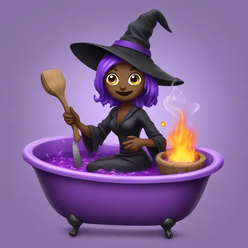 witch cooking purple potion bathtub detailed emoji
