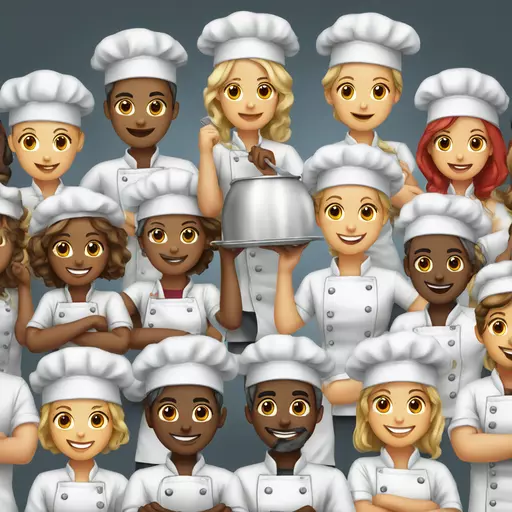 teams of several cooks making a recipe emoji