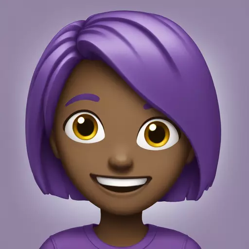 Girl, purple laugh emoji