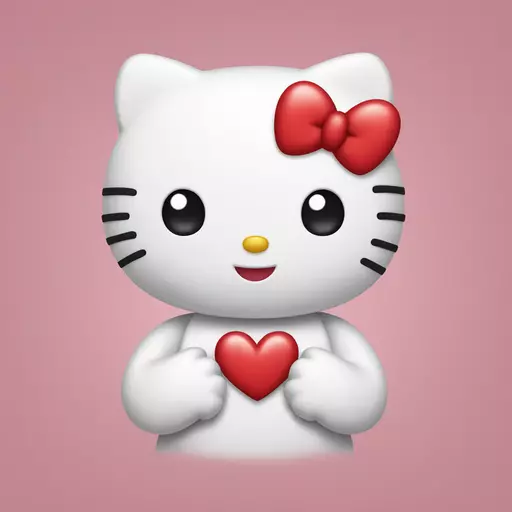 hello kitty with heart emoji