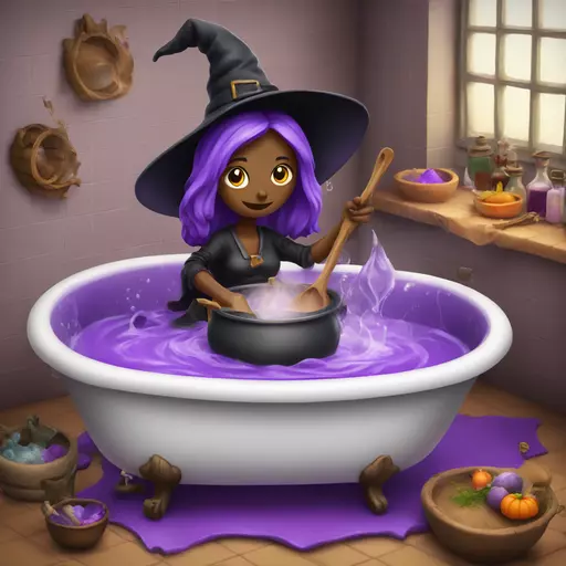 witch cooking purple potion bathtub detailed emoji