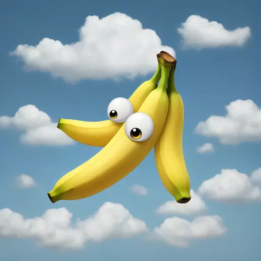banana with hidden eyes among the clouds emoji