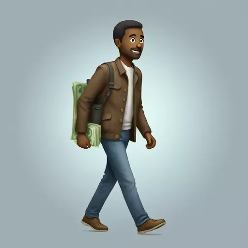 Man who walk past money emoji