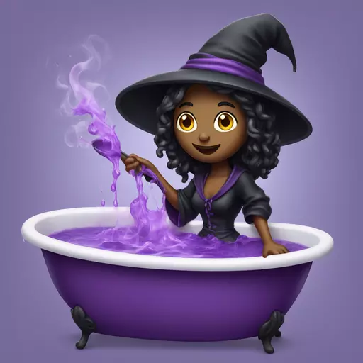 witch cooking purple potion bathtub detailed emoji