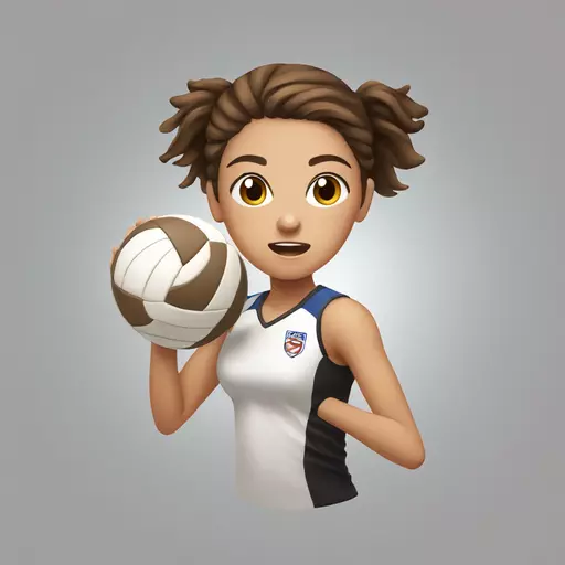 brown-haired girl with brown eyes attacking in a volleyball game emoji