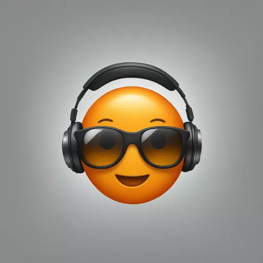 Orange wearing headphones and sun glasses emoji