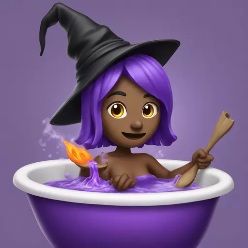 witch cooking purple potion bathtub detailed emoji