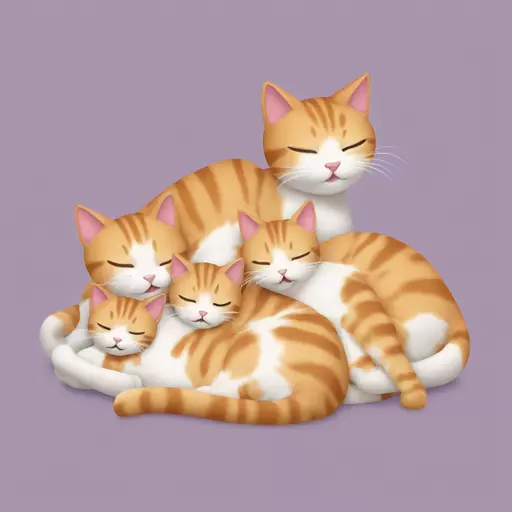 Emoji of a cat family, the kittens are playing with each other and the mother is peacefully sleeping next to them emoji