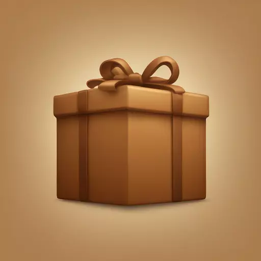 A simple, clean GIFT emoji in warm brown tones with a smooth, glossy finish. The design has a subtle gradient to give it depth and a soft appearance. No additional decorations, just a straightforward, warm brown Instagram icon with a slightly rounded, polished look. emoji