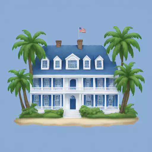 Epstien island singular blue and white house emoji