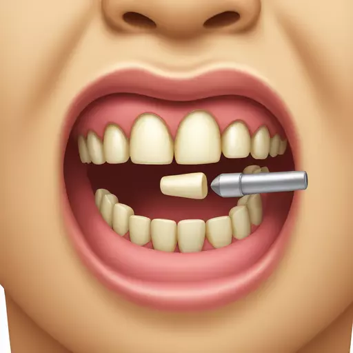 A nail in the mouth, happy emoji