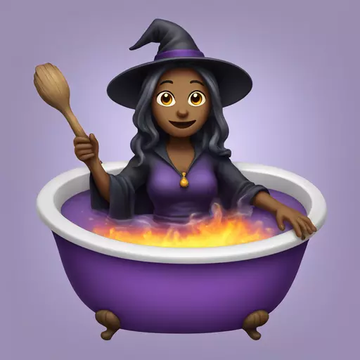 witch cooking purple potion bathtub detailed emoji