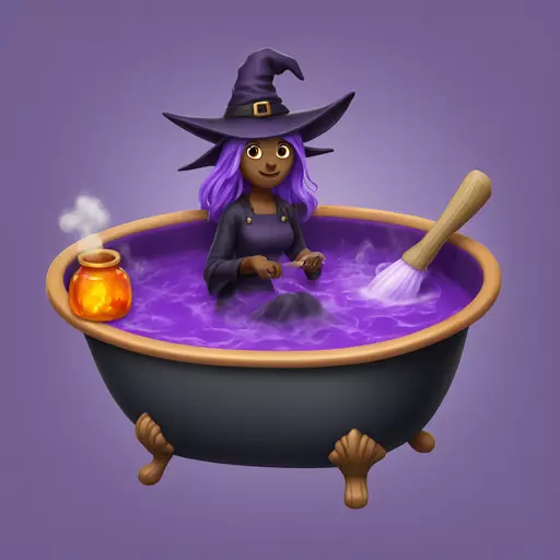 witch cooking purple potion bathtub detailed emoji