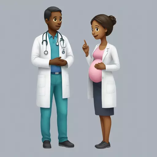 pregnant girl talking to doctor emoji
